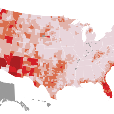 County Map of wildfire risk based on FEMA National Risk Index