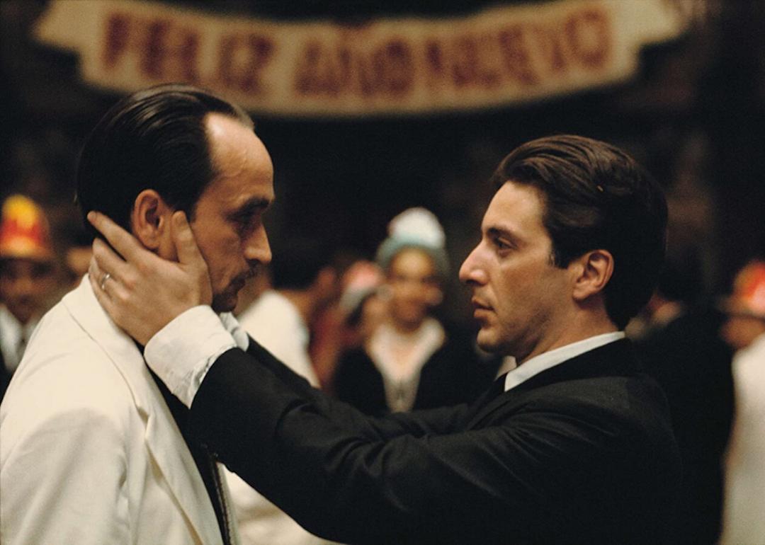 Al Pacino holds John Cazale's face during a scene in "The Godfather: Part II"