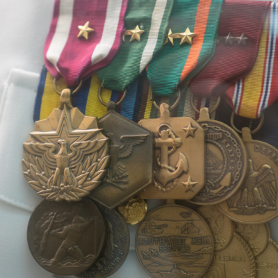 Closeup of military medals
