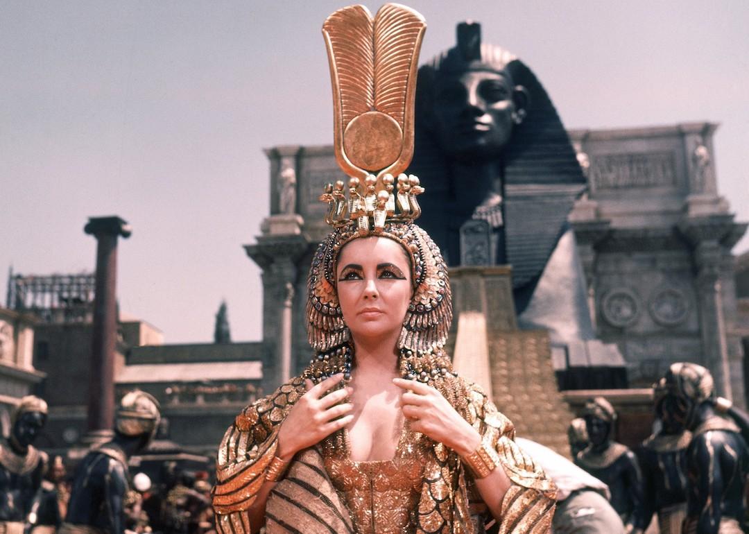 Elizabeth Taylor as the title role in the 1963 movie "Cleopatra"