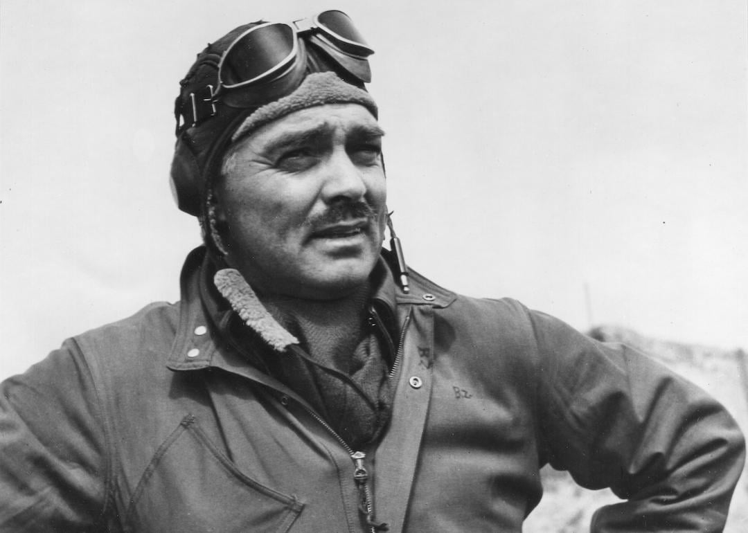 Portrait of American actor and US Army Air Corps gunner Capt Clark Gable of the 351st Bomb Group, England, 1943. Gable flew five missions over German-occupied targets in Europe.