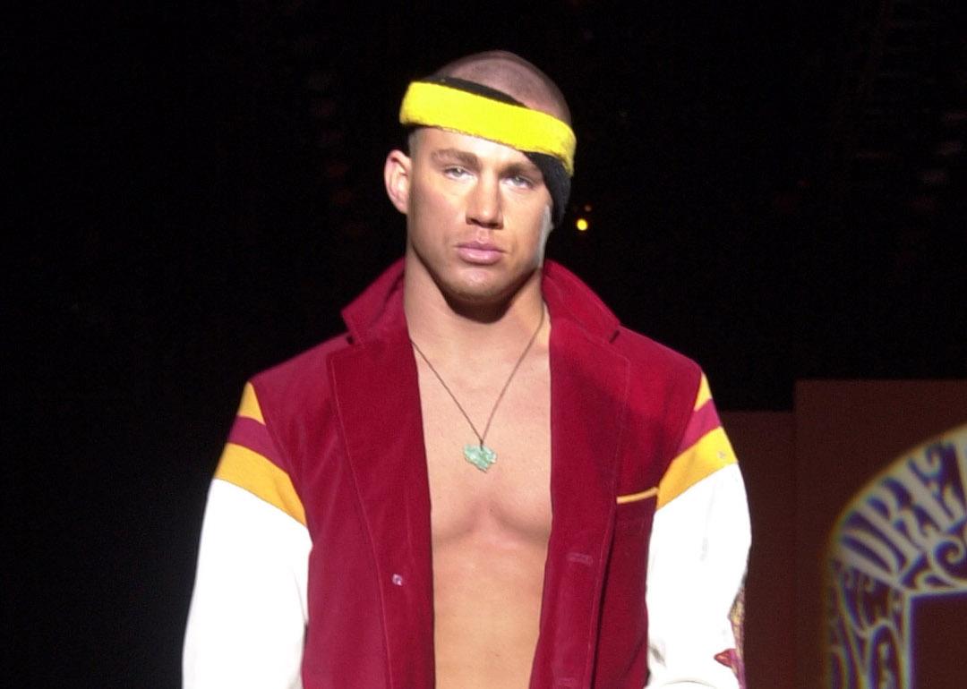 Channing Tatum models for Marc Ecko Fall 2003 during Mercedes-Benz Fashion Week at Bryant Park in New York, New York.