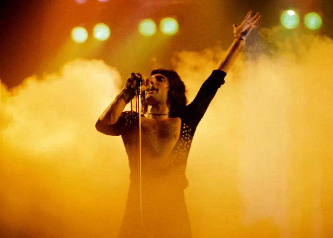 Freddie Mercury of Queen performs "Bohemian Rhapsody"