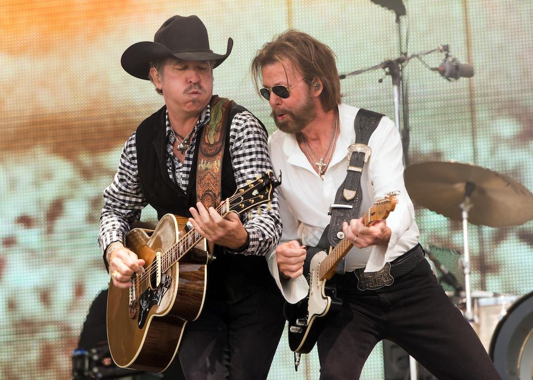 Kix Brooks and Ronnie Dunn of Brooks & Dunn perform during Windy City LakeShake 2016 at FirstMerit Bank Pavilion at Northerly Island on June 18, 2016 in Chicago, Illinois