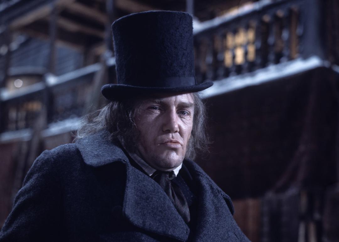 Albert Finney as Ebenezer Scrooge in the 1970 film musical 'Scrooge', adapted from the novel by Charles Dickens.
