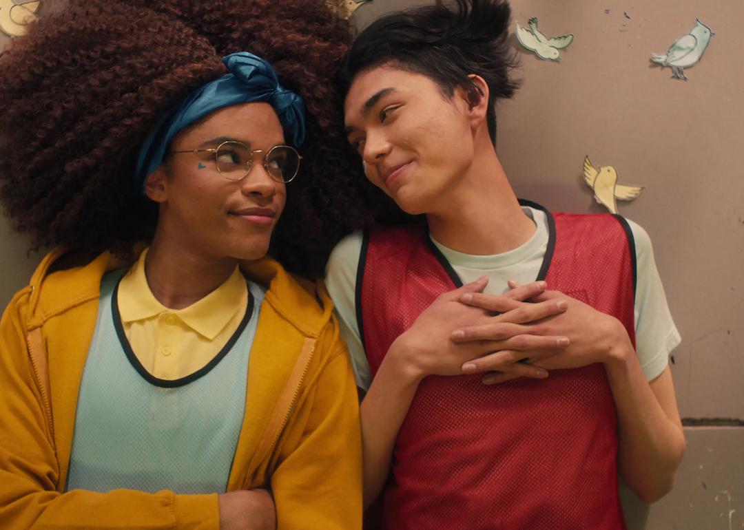 Yasmin Finney as Elle and William Gao as Tao on the Netflix series 'Heartstopper.'