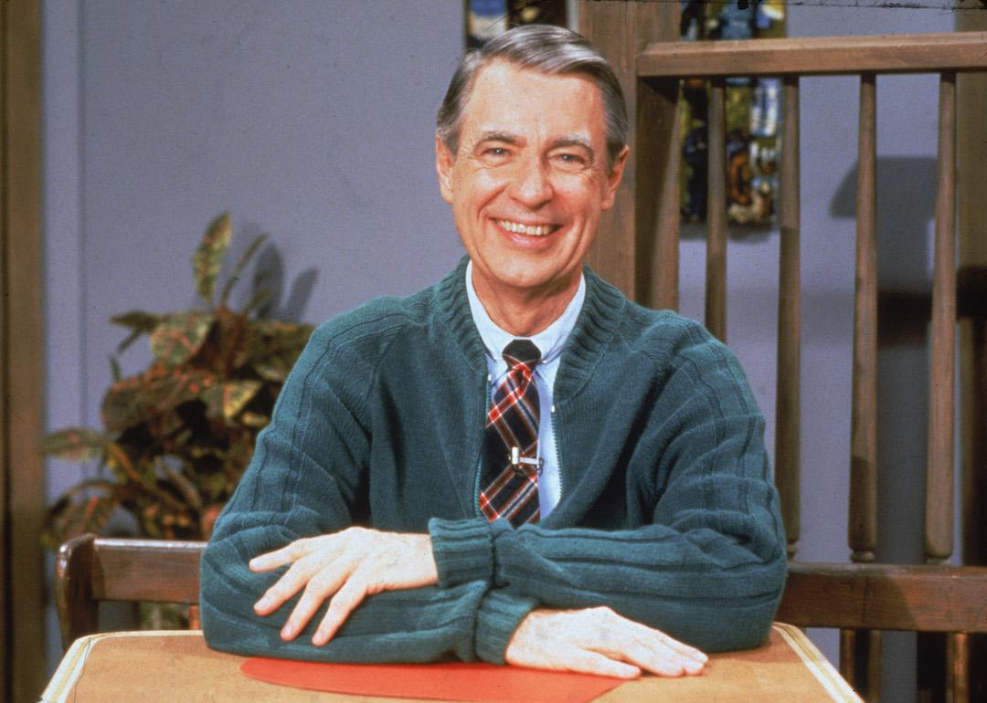 American educator and television personality Fred Rogers on the set of his 1970s television series 'Mister Rogers' Neighborhood.'