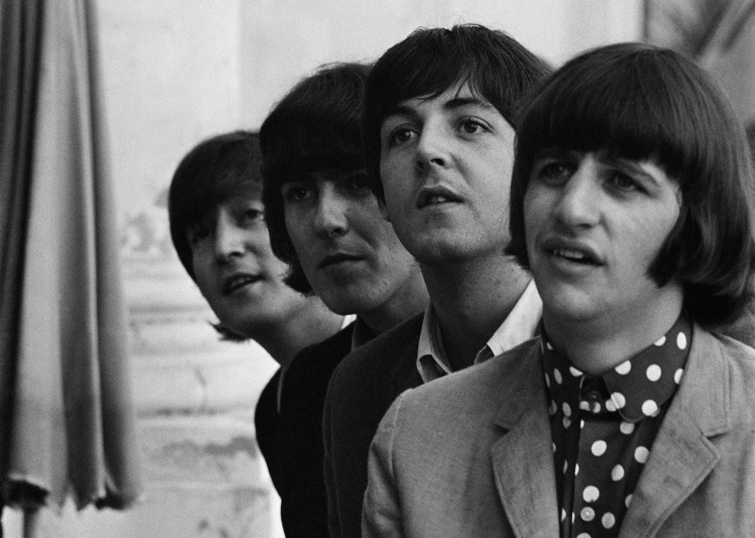 From left, John Lennon, George Harrison, Paul McCartney, and Ringo Starr of The Beatles at the Negresco Hotel on June 30, 1965 in Nice, France.