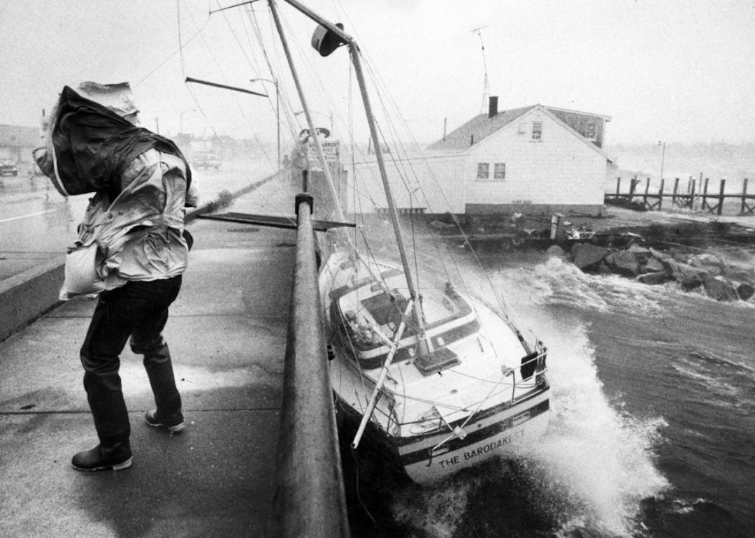 Hurricane Diana, the first and strongest hurricane of the 1984 season, hits the Eastern U.S. seaboard.