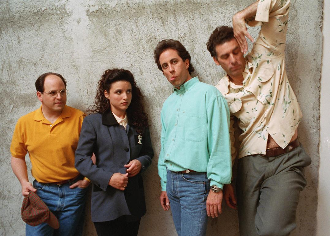Jason Alexander, Julia Louis-Dreyfus, Jerry Seinfeld, and Michael Richards of 'Seinfeld.'
