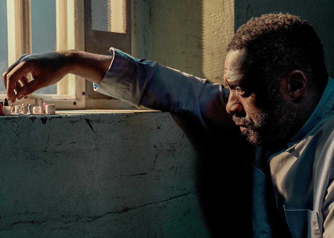 Actor Idris Elba as John Luther in the 2023 movie 'Luther: The Fallen Sun.'