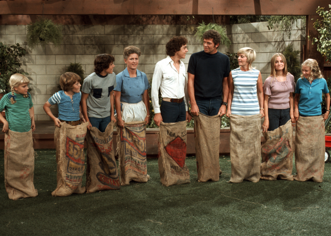 The Brady family in a scene from "The Brady Bunch"