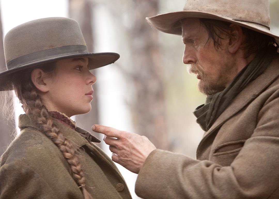 Actor Hailee Steinfeld as Mattie Ross, and actor Barry Pepper as Lucky Ned Pepper in the 2010 Western 'True Grit.'