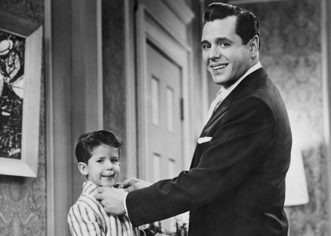 Desi Arnaz ties Richard Keith's bowtie in an episode of 'I Love Lucy' called 'The Ricardos Visit Cuba.'