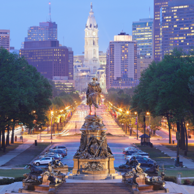 A fountain in downtown Philadelphia