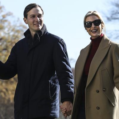 Former White House Senior Adviser Jared Kushner and former First Daughter Ivanka Trump walk on the South Lawn arrive at the White House on Nov. 29, 2020.