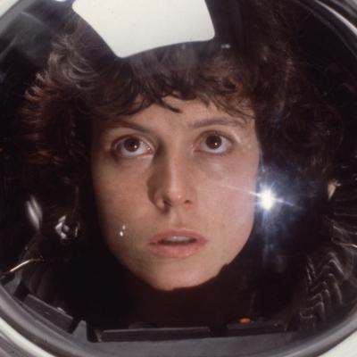 Actor Sigourney Weaver in the role of Ripley in the sci-fi film 'Alien.'