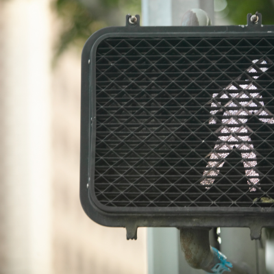A crosswalk signal