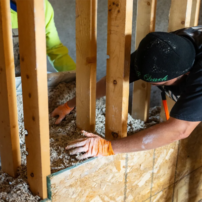 two men working on building a home with hempcrete