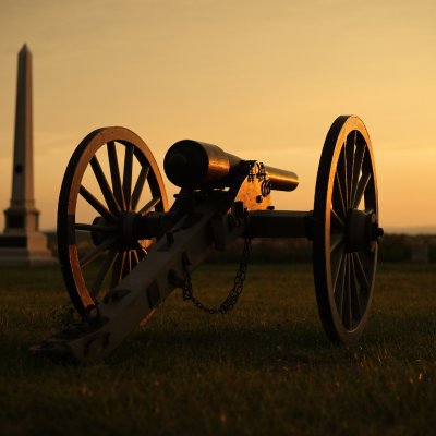 A 10-pounder Parrott rifle is part of the monument to Battery B of the 1st New York Light Artillery at the Gettysburg National Military Park in Gettysburg, Pennsylvania.