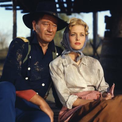 Actors John Wayne and Constance Towers in the World War I movie 'The Horse Soldiers.'