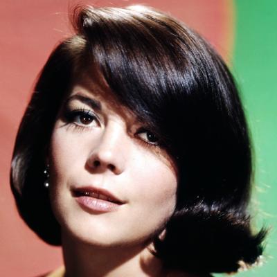 Actor Natalie wood on a green and pink background in 1966.