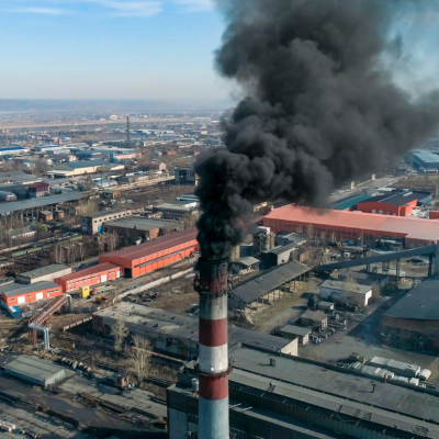 dark smoke rises out of smokestack of coal-fired plant 