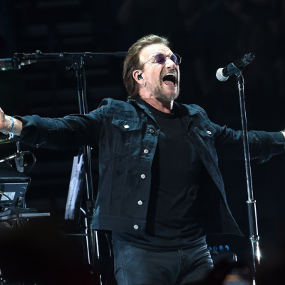  Bono of the rock band U2 performs at Bridgestone Arena on May 26, 2018 in Nashville, Tennessee. 