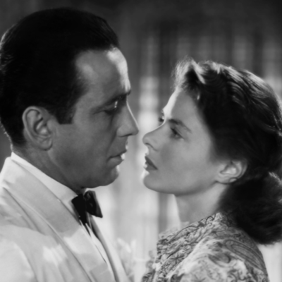 Actors Humphrey Bogart and Ingrid Bergman pose for a publicity still for the Warner Bros film 'Casablanca' in 1942 in Los Angeles, California.