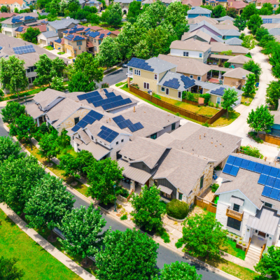 housing development with solar panels in Muller