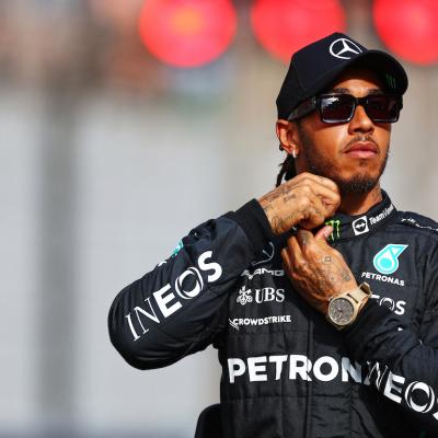 Lewis Hamilton of Great Britain and Mercedes looks on ahead of the F1 2022 End of Year photo prior to the F1 Grand Prix of Abu Dhabi.