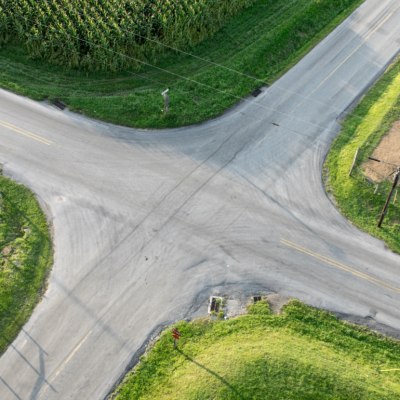 aerial shot of intersection