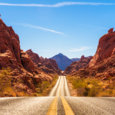 Road running through the Valley of Fire in Nevada.