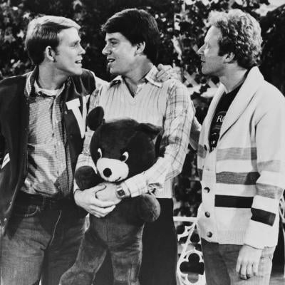 Ron Howard, Anson Williams, and Donny Most in a scene from the TV sitcom 'Happy Days,' circa 1975.