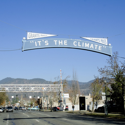 The “It’s the Climate” sign was first hung on July 20, 1920, to promote the temperate weather of Grants Pass.