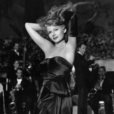 Actor Rita Hayworth in her black strapless dress in 'Gilda,' singing 'Put the Blame on Mame, Boys.'