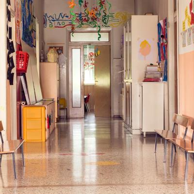 empty elementary school hallway