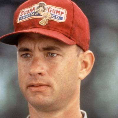 Actor Tom Hanks in a Bubba Gump hat in the 1994 movie 'Forrest Gump.'