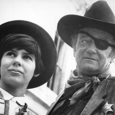 American actors Kim Darby and John Wayne in the 1969 Western 'True Grit.'