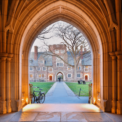 The Arched Hallway of Holder Hall on the campus of Princeton University. 