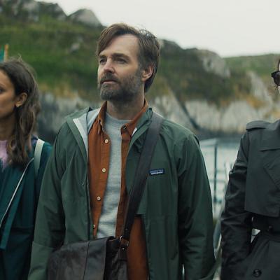 Robyn Cara, Will Forte, and Siobhán Cullen in the new Netflix series 'Bodkin.'