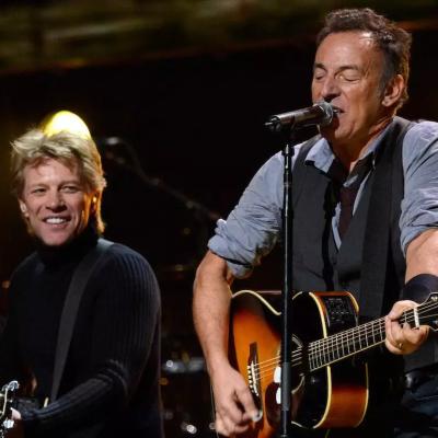 Jon Bon Jovi and Bruce Springsteen perform at Madison Square Garden on Dec. 12, 2012 in New York City.