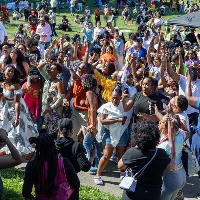 A crowd at the 13th Annual Juneteenth celebration in Prospect Park Brooklyn on June 20, 2022.