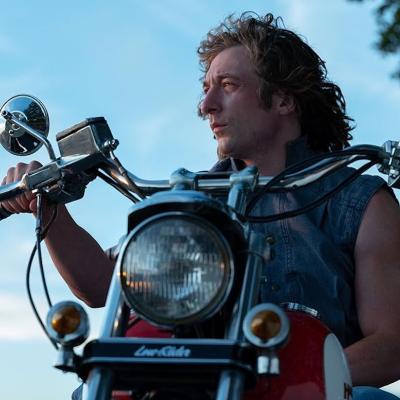 Actor Jeremy Allen White on a motorcycle in 'The Iron Claw.'