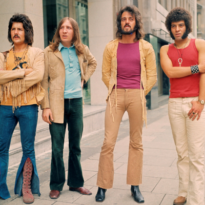 Group portrait of the band Mungo Jerry, London, 1971