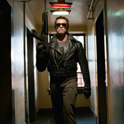 Arnold Schwarzenegger in the original 'Terminator' movie, which is trending on Prime Video.