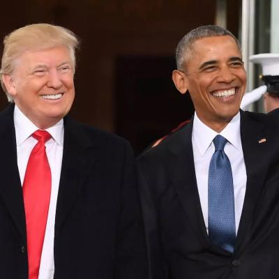President Barack Obama welcomes then-President-elect Donald Trump to the White House in Washington, D.C., on Jan. 20, 2017.