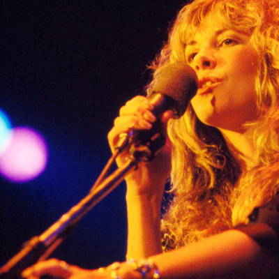 Stevie Nicks of Fleetwood Mac performs on stage, New York, 1977.