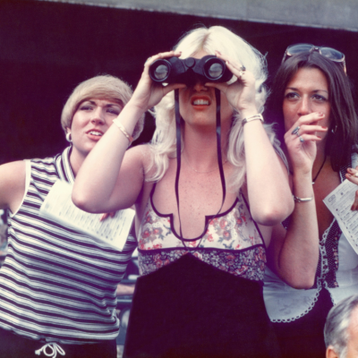  Fans watch the action during the 1977 Kentucky Derby at Churchill Downs on May 7, 1977 in Louisville, Kentucky. 