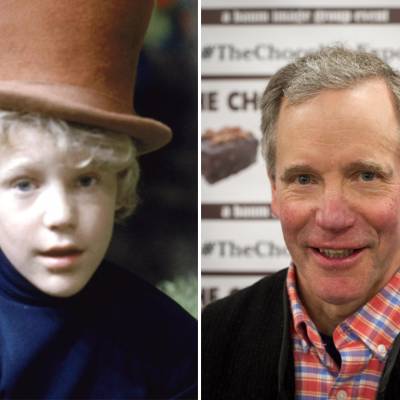 Peter Ostrum as Charlie Bucket in 'Willy Wonka & the Chocolate Factory' (left) and Peter Ostrum at the 2024 Chocolate Expo (right).